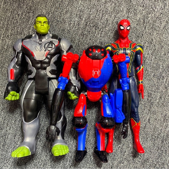 Marvel Action Figures Hulk Spider-Man & Robot Spiderman 10” Toy Lot Rare Figures - Picture 1 of 16